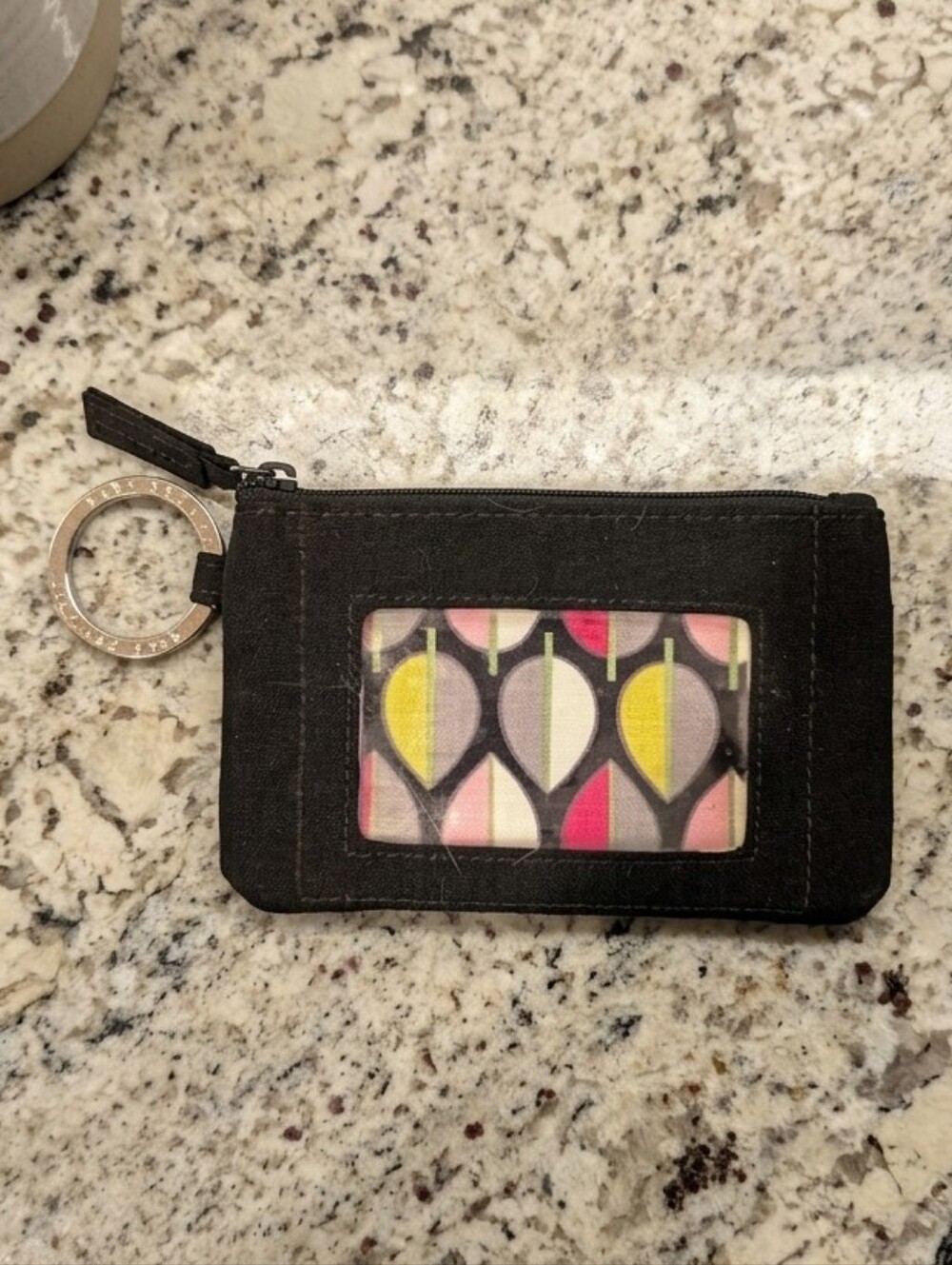 Vera Bradley Black Zip Card Holder With Keyring